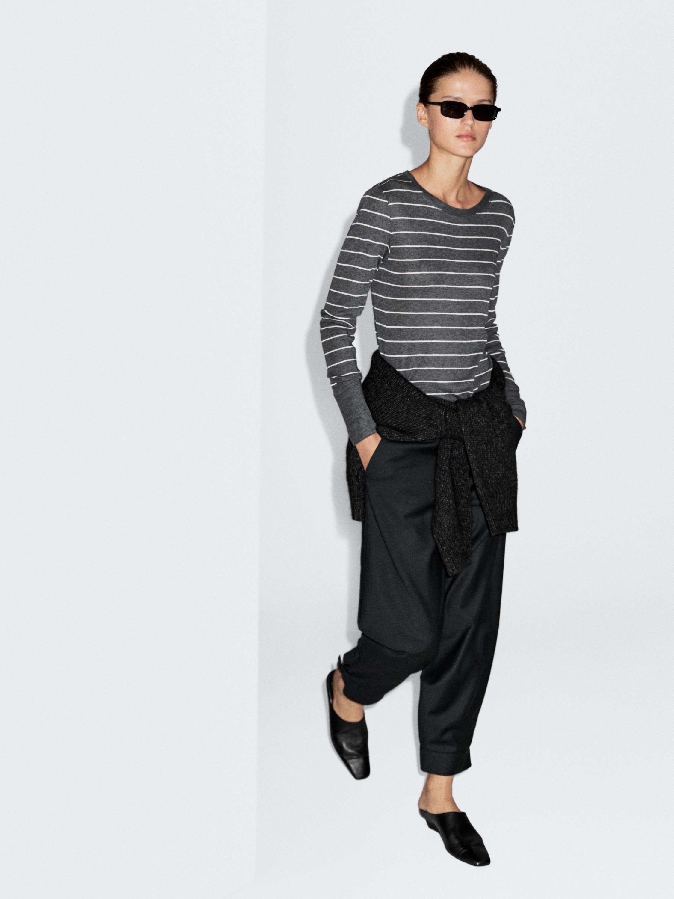 Lightweight striped long sleeve T-shirt